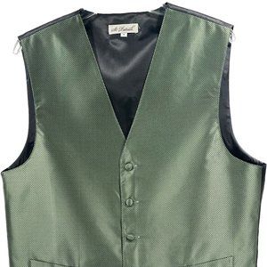 St. Patrick Men's Hunter Green Black Vest 4 Buttons Black Back Polyester